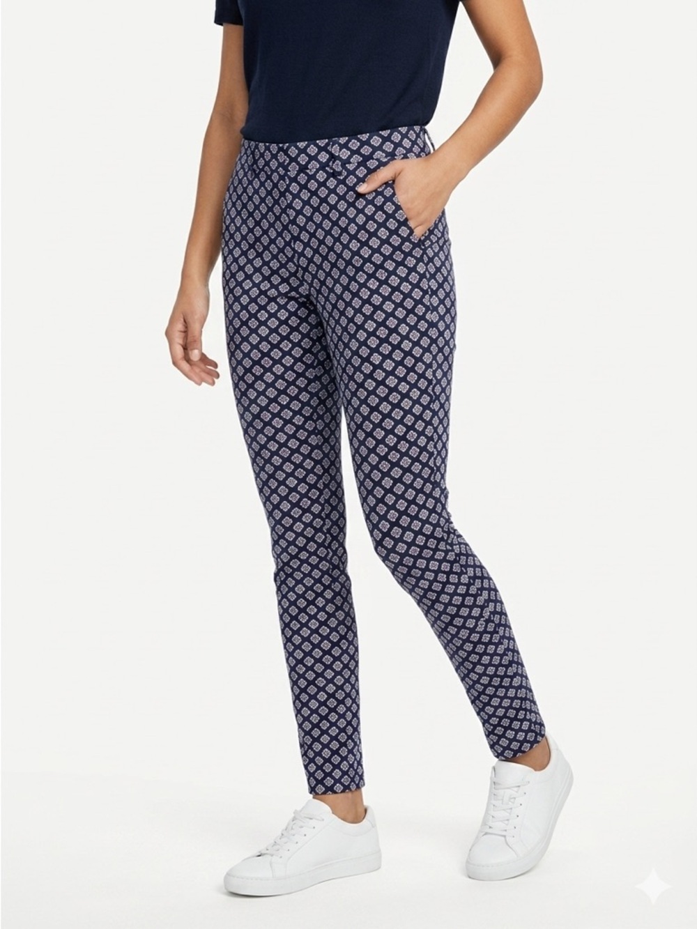 RLX Ralph Lauren Golf Pants Pull On Stretch Geometric Navy Pink Size 0